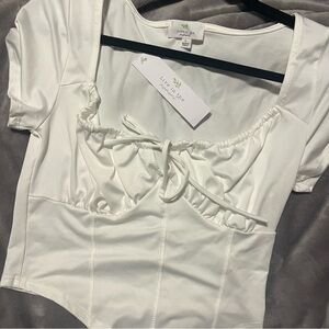 White Corset Tie Bust Top
